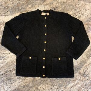 Vintage Kerri & Kelsey Black Button up Cardigan Gold Buttons size large